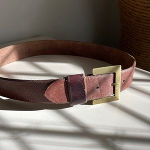 Genuine leather solid brass buckle gap belt beautiful neutral brown size small